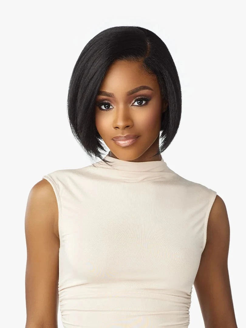 ◉Bob◉ Natural Black 2x4 Closure Lace Bone Straight Bob Wig 100