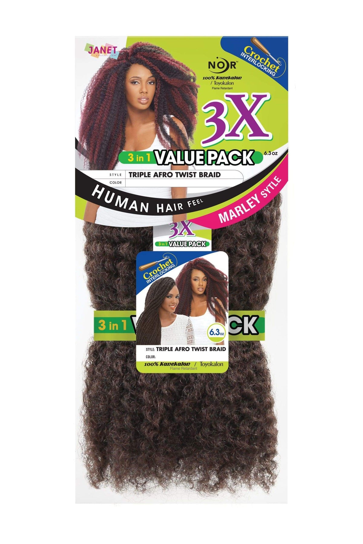 Janet Collection 3x Afro Marley Twist Braiding Hair Exodus Beauty